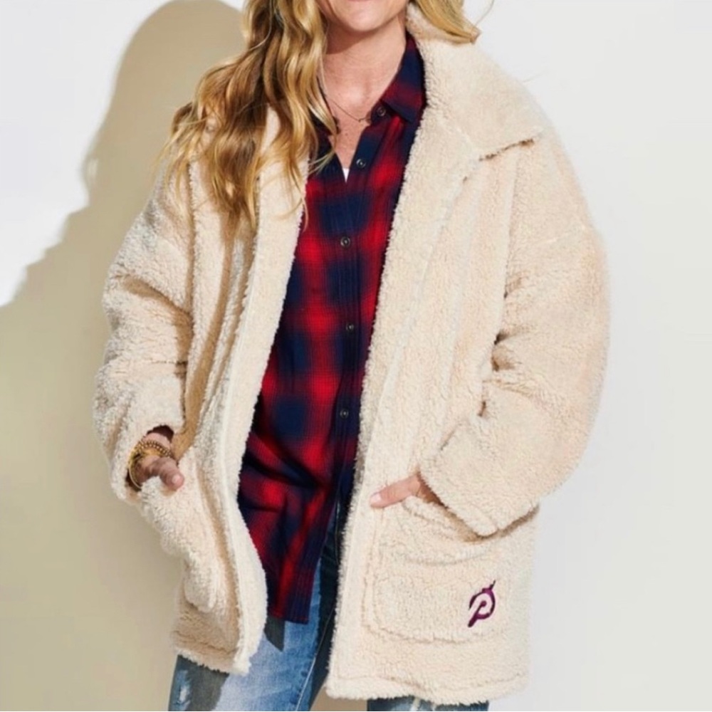 Peloton Coat Women's Sz XS Sherpa Oversized Open Front